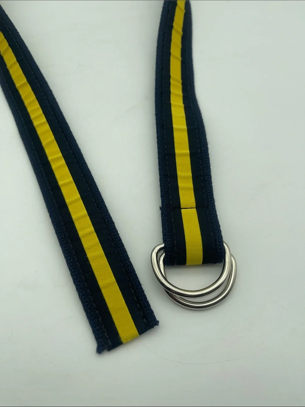 The Belted Cow Ribbon D-Ring Belt Classic Stripe Preppy Golf Nautical Boat Sz M